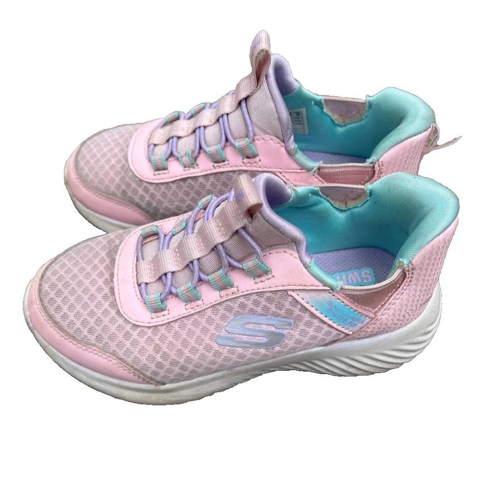 SKECHERS Hands Free Slip-ins Kids Athletic Sneaker 12 Pink/Purple/Green S000181